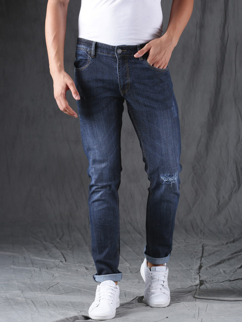 

WROGN Men Blue Slim Fit Mid-Rise Mildly Distressed Stretchable Jeans