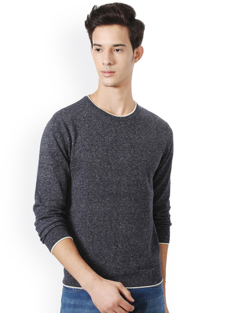 

People Men Grey Solid Sweater Vest