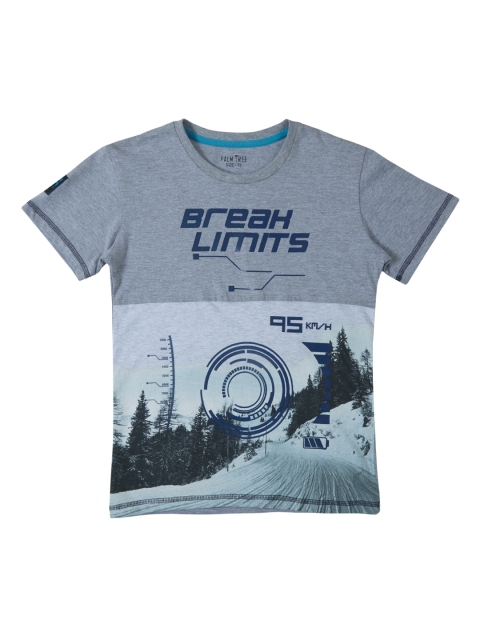 

Palm Tree Boys Grey Printed Round Neck T-shirt