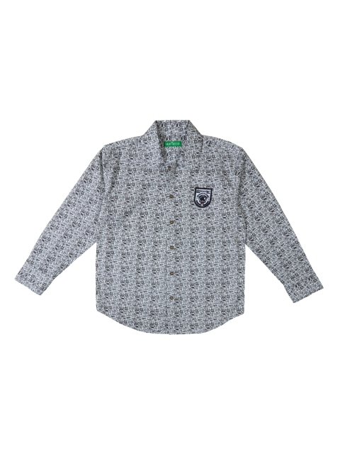 

Palm Tree Boys Black & White Regular Fit Printed Casual Shirt