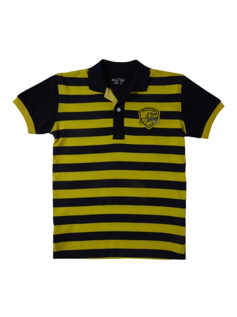

Palm Tree Boys Yellow & Black Striped Polo Collar T-shirt