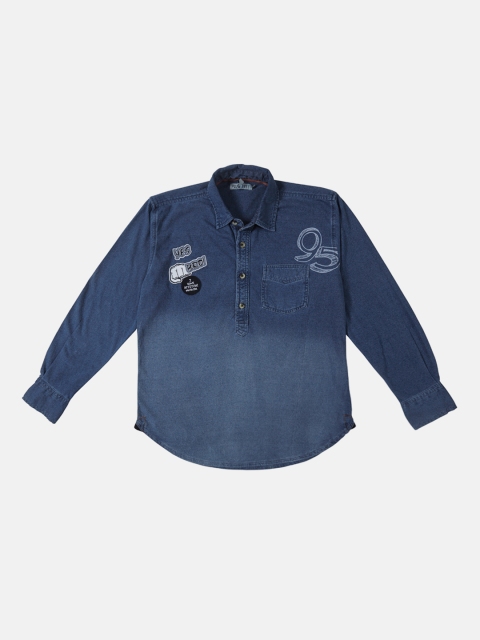 

Palm Tree Boys Blue Standard Regular Fit Solid Casual Shirt