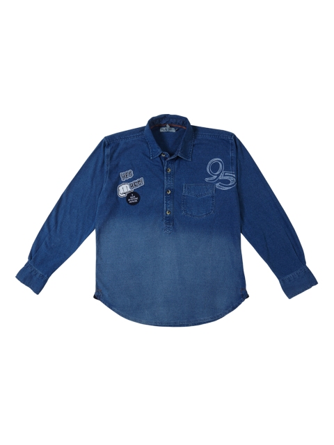 

Palm Tree Boys Blue Standard Regular Fit Solid Casual Shirt