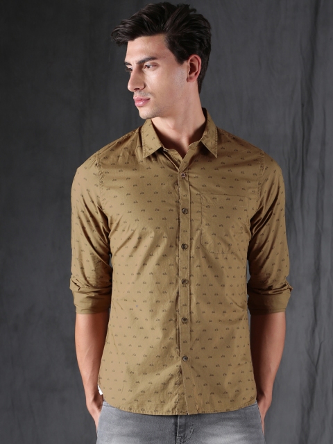 

WROGN Men Brown Slim Fit Printed Casual Shirt