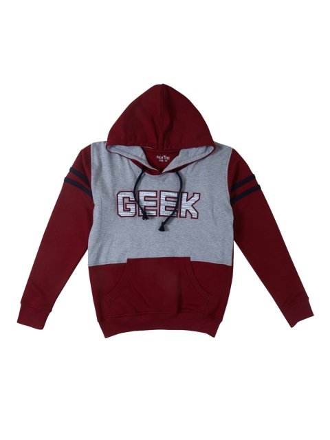 

Palm Tree Boys Maroon & Grey Colourblocked Hooded Sweatshirt