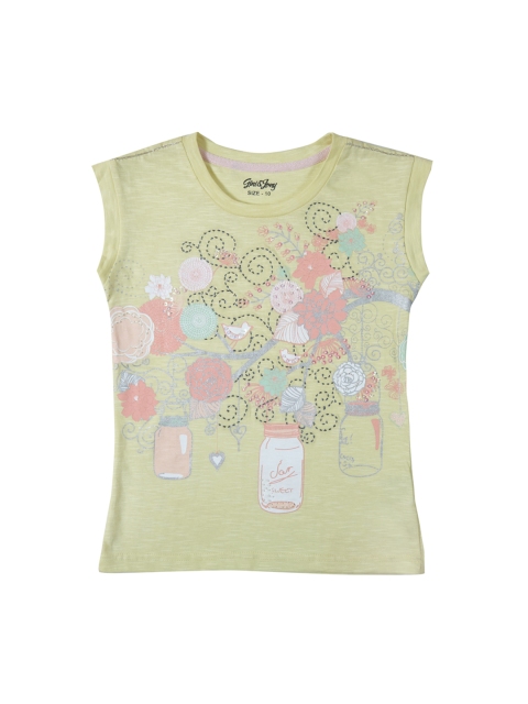 

Gini and Jony Girls Olive Green Printed Top