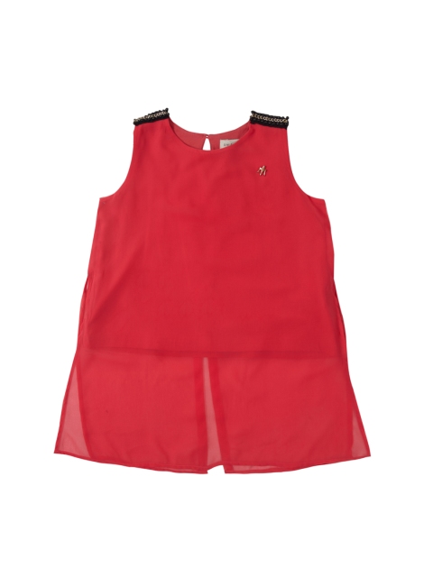 

Gini and Jony Girls Red Solid Semi-Sheer Top