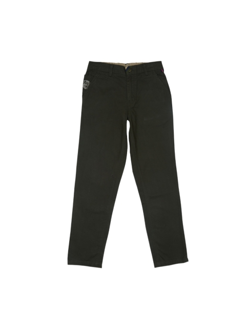

Palm Tree Boys Olive Green Regular Fit Solid Regular Trousers