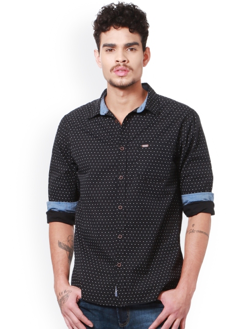 

People Men Black Slim Fit Printed Casual Shirt