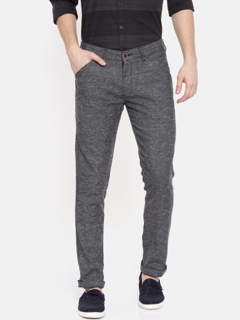 

People Men Grey Slim Fit Self Design Chinos