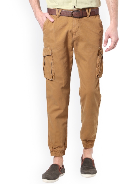 

People Men Brown Slim Fit Solid Cargos