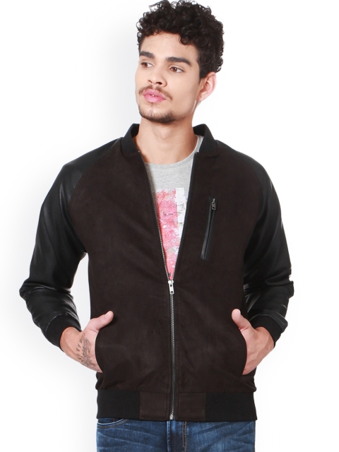 

People Men Brown Solid Bomber Jacket