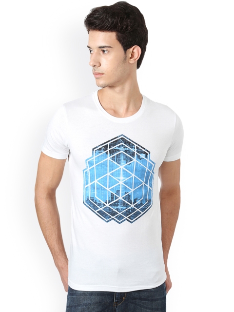 

People Men White Printed Round Neck T-shirt