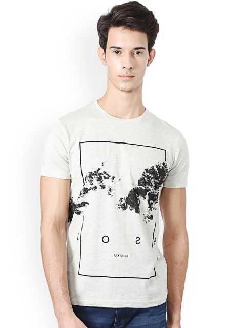 

People Men Off-White Printed Round Neck T-shirt