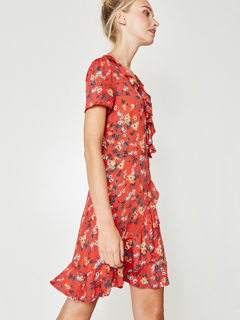 

promod Women Red Printed Wrap Dress