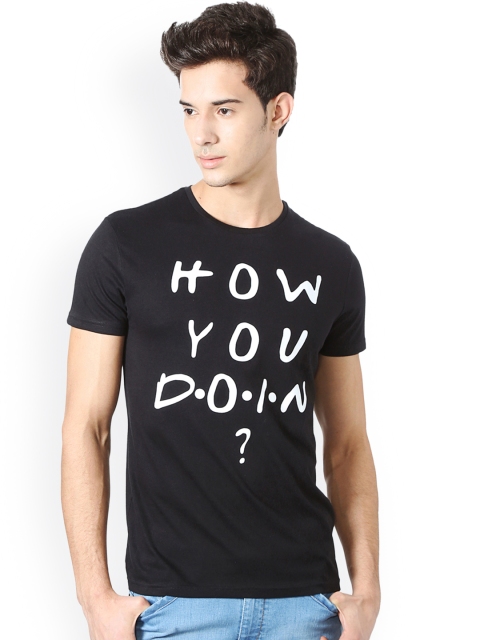 

People Men Black Printed Round Neck T-shirt