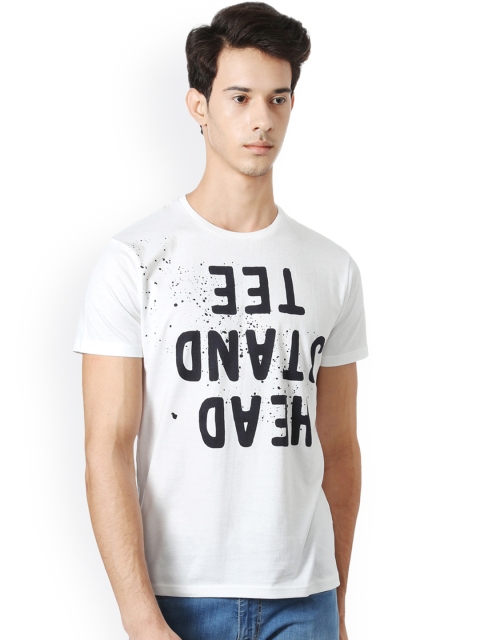 

People Men White Printed Round Neck T-shirt
