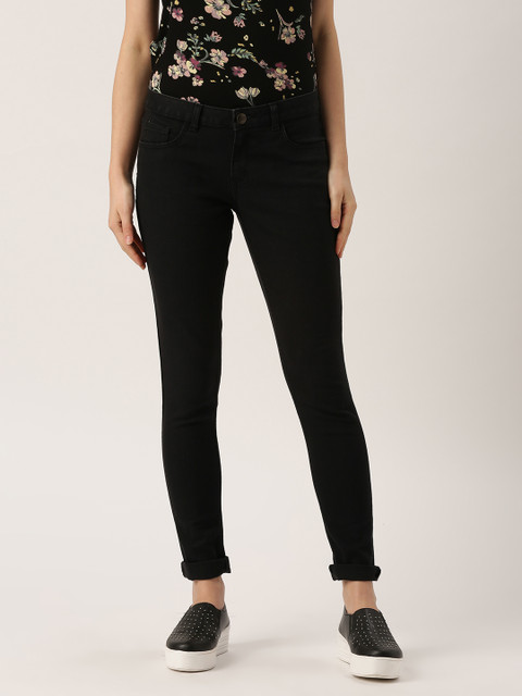 

Ms.Taken Women Black Skinny Fit Mid-Rise Clean Look Stretchable Jeans