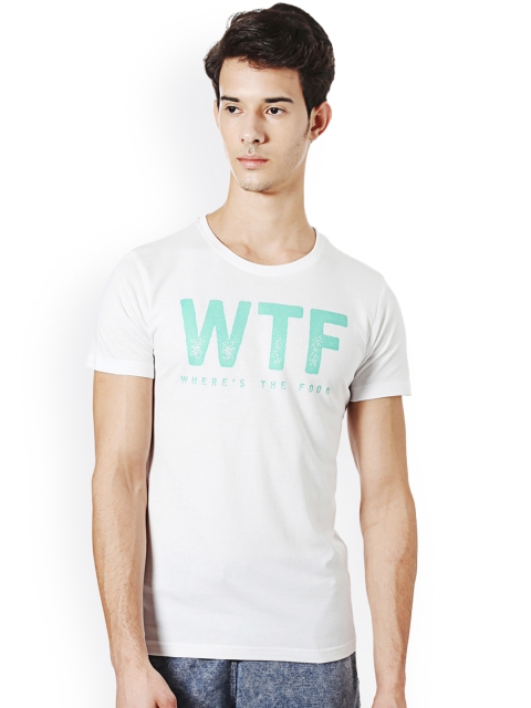 

People Men White Printed Round Neck T-shirt