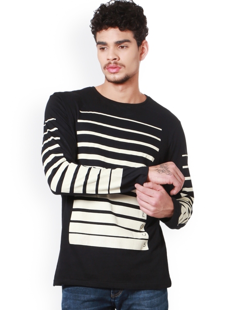 

People Men Black Printed Round Neck T-shirt