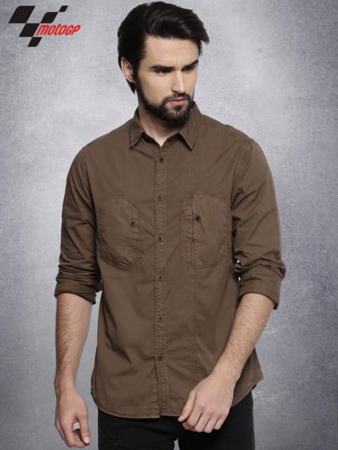 

Roadster Men Brown Slim Fit Solid Casual Shirt
