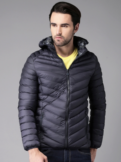 

HERE&NOW Men Purple Solid Bomber Jacket