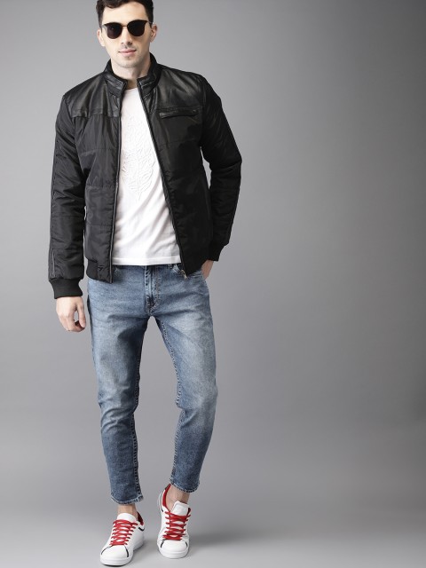 

HERE&NOW Men Black Solid Padded Jacket