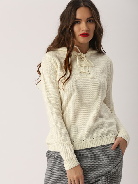

Ms.Taken by Kriti Sanon Women Off-White Self Design Sweater