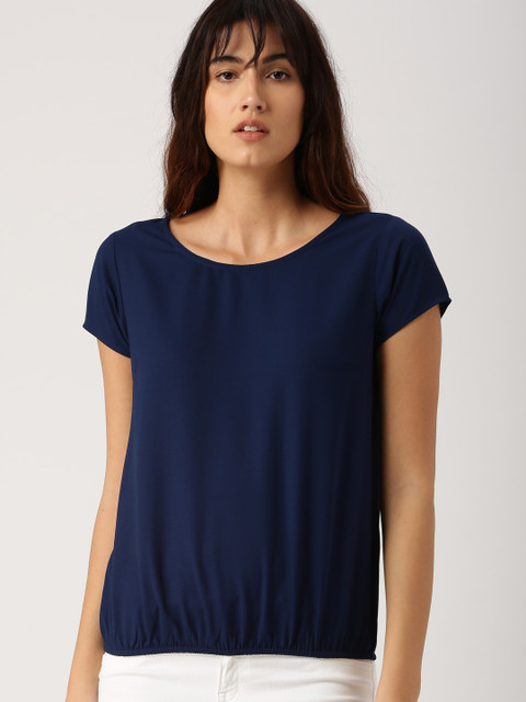 

Ms.Taken Women Navy Blue Solid Blouson Top