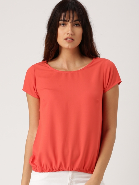 

Ms.Taken Women Coral Red Solid Top