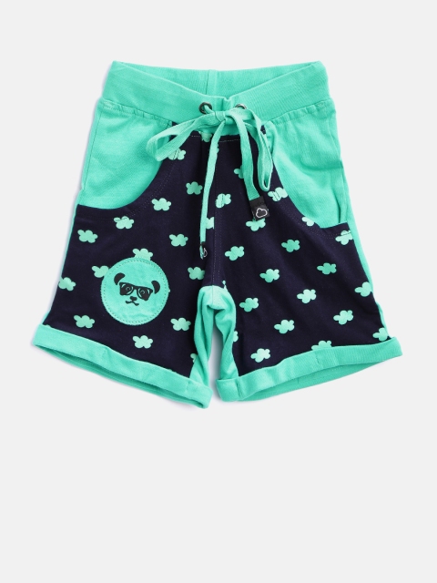 

Sweet Dreams Girls Navy & Sea Green Printed Shorts, Navy blue