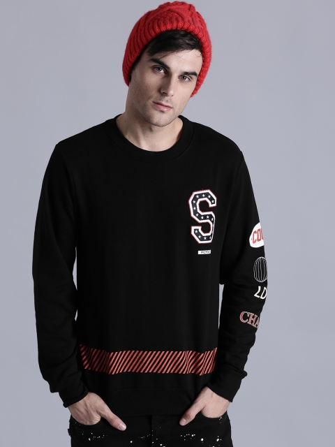 

Kook N Keech Men Black Applique Detail Sweatshirt