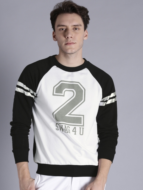 

Kook N Keech Men Black & White Printed Sweatshirt