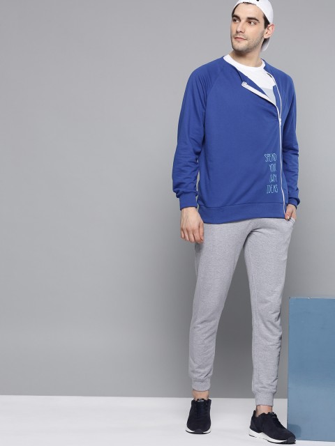 

Kook N Keech Men Blue Solid Asymmetric Closure Sweatshirt