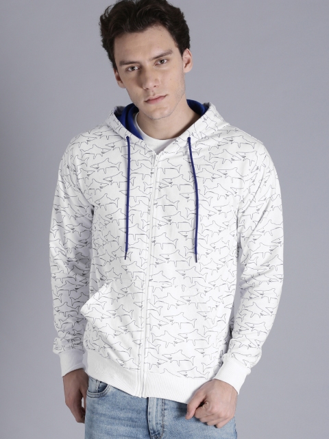 

Kook N Keech Men White Printed Hooded Sweatshirt