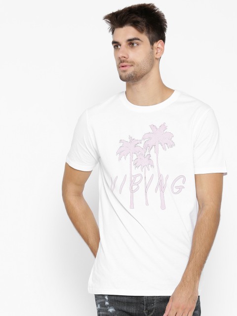 

FOREVER 21 Men White Printed Round Neck T-shirt
