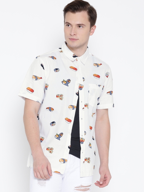 

FOREVER 21 Men White Printed Casual Shirt