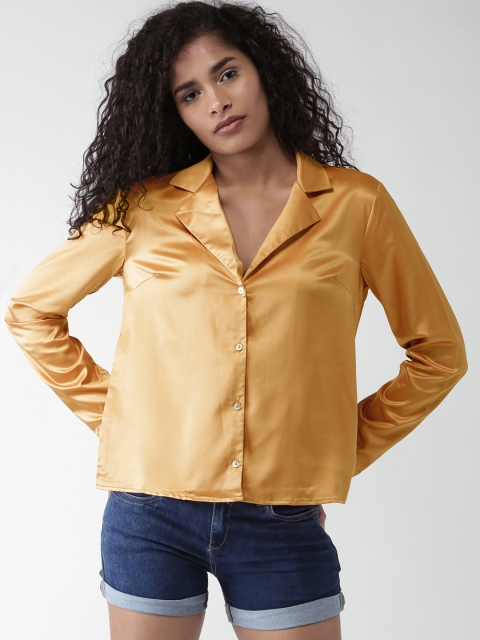 

FOREVER 21 Women Orange Regular Fit Solid Casual Shirt