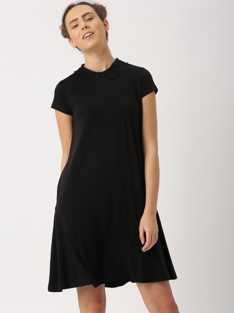 

DressBerry Women Black Solid A-Line Dress