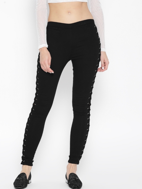 

FOREVER 21 Women Black Solid Casual Trousers