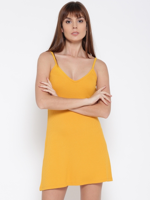 

FOREVER 21 Women Mustard Yellow Solid A-Line Dress