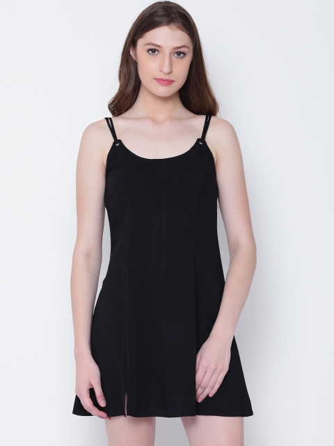 

FOREVER 21 Women Black Solid A-Line Dress