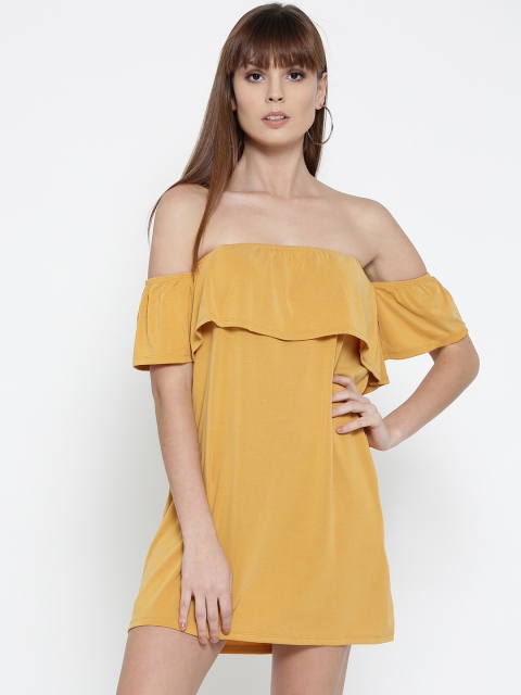 

FOREVER 21 Women Mustard Yellow Solid A-Line Dress