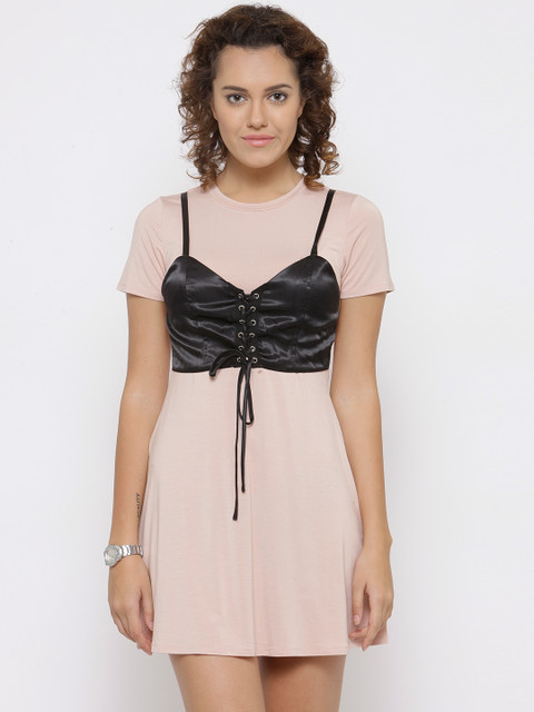 

FOREVER 21 Women Dusty Pink A-Line Dress with Bustier