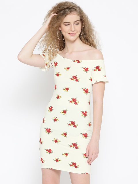 

FOREVER 21 Women Off-White Printed Sheath Dress