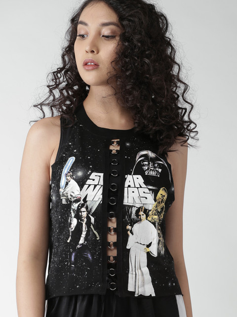 

FOREVER 21 Women Black Printed Top