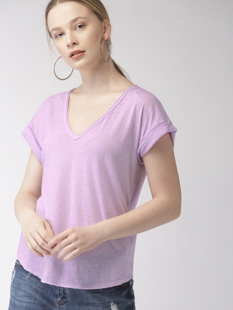 

FOREVER 21 Women Lavender Solid Top