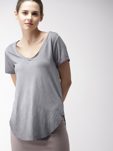 

FOREVER 21 Women Charcoal Grey Solid Top