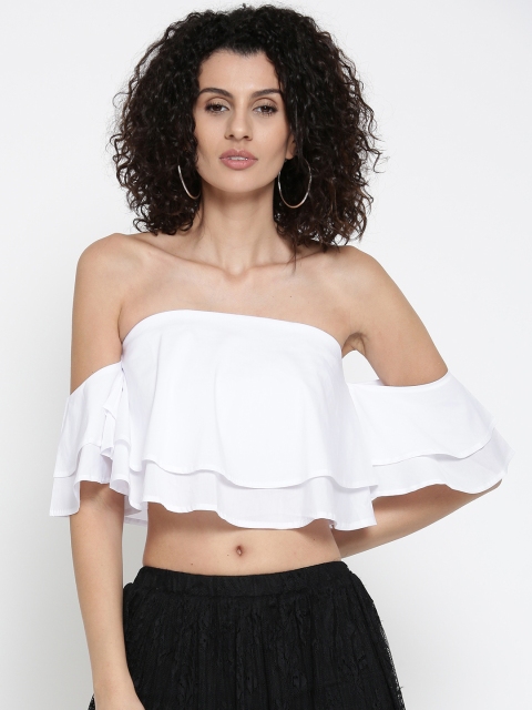 

FOREVER 21 Women White Solid Tube Top