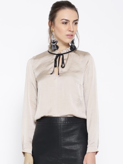 

FOREVER 21 Women Pink Solid Satin Finish Top